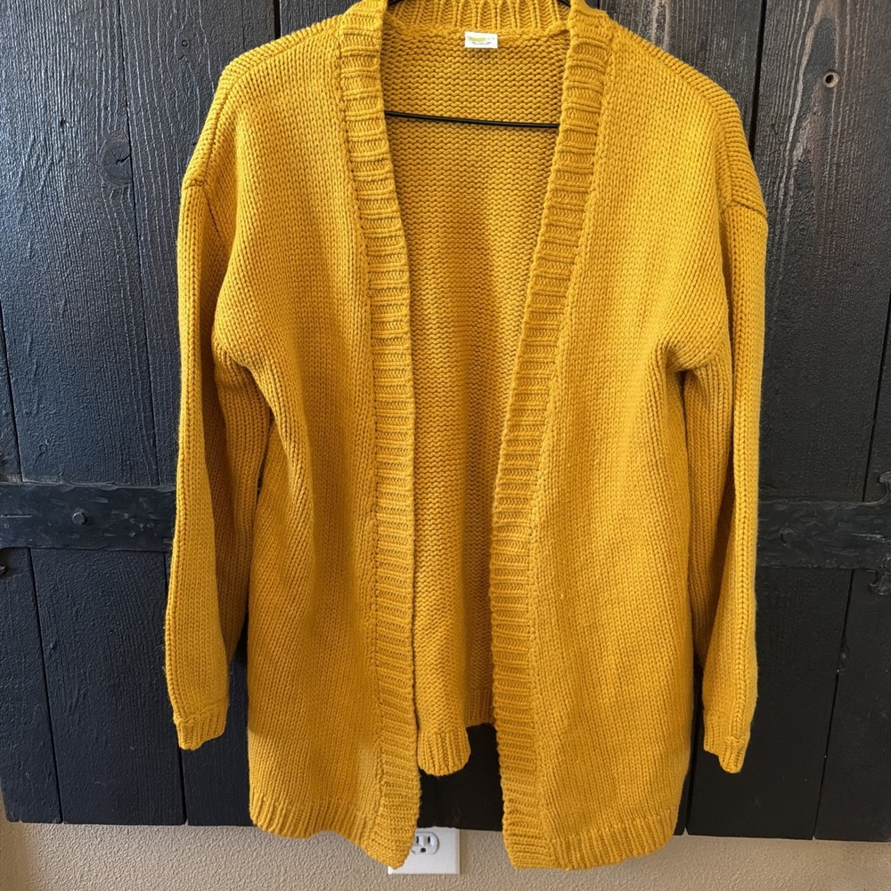 Crazy 8 Mustard Yellow Knit Open Front Cardigan Sweater Junior Sz XL 14-16 H
